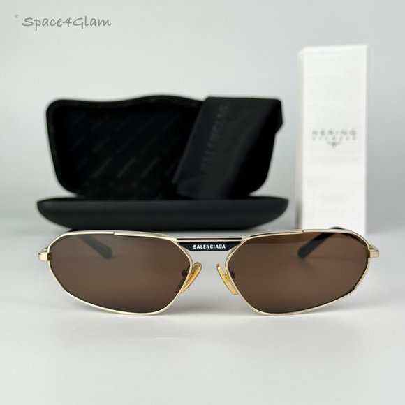 NEW Balenciaga BB0245S 003 Gold Brown Geometric Unisex Sunglasses BB 0245S main image 6